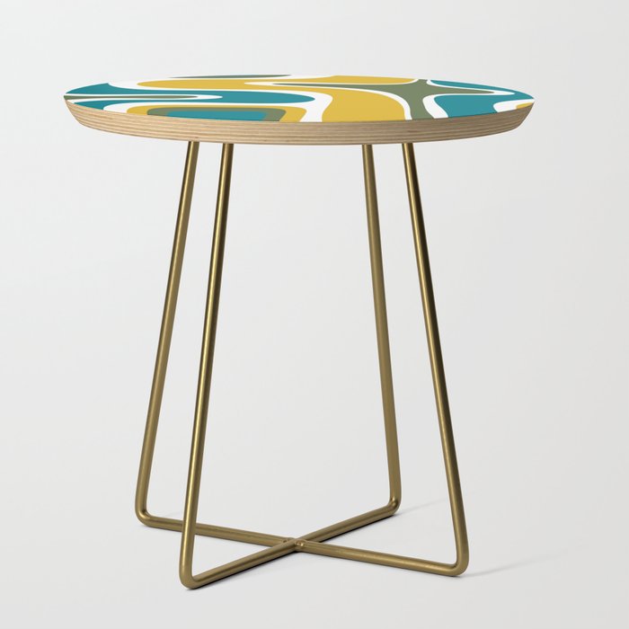 Retro Copacetic Mid Century Modern Abstract Mustard Olive Teal Side Table Gallery Image 1