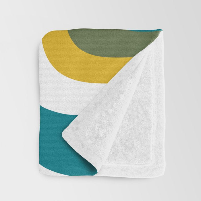 Retro Copacetic Mid Century Modern Abstract Mustard Olive Teal Throw Blanket Gallery Image 3