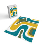 Retro Copacetic Mid Century Modern Abstract Mustard Olive Teal Jigsaw Puzzle Gallery Image 2