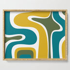 Retro Copacetic Mid Century Modern Abstract Mustard Olive Teal Serving Tray Gallery Image 1
