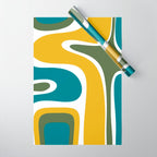 Retro Copacetic Mid Century Modern Abstract Mustard Olive Teal Wrapping Paper Gallery Image 1