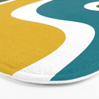 Retro Copacetic Mid Century Modern Abstract Mustard Olive Teal Bath Mat Gallery Image 3