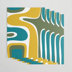 Retro Copacetic Mid Century Modern Abstract Mustard Olive Teal Wrapping Paper Gallery Image 3