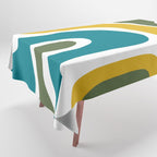Retro Copacetic Mid Century Modern Abstract Mustard Olive Teal Tablecloth Gallery Image 1