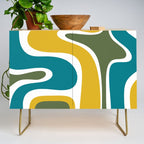 Retro Copacetic Mid Century Modern Abstract Mustard Olive Teal Credenza Gallery Image 1