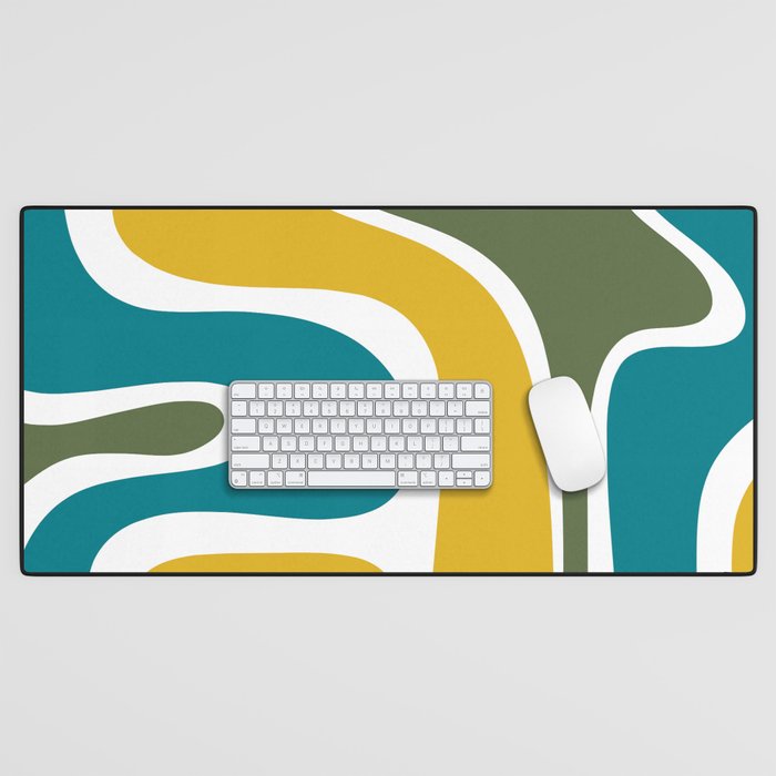 Retro Copacetic Mid Century Modern Abstract Mustard Olive Teal Desk Mat Gallery Image 1
