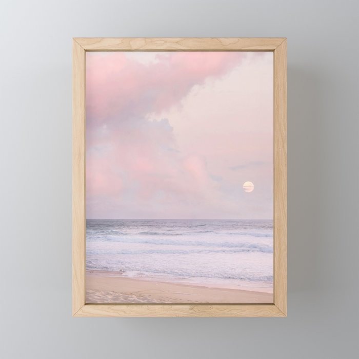 Huntington Beach Pink Sunset - California Ocean Landscape Photography Mini Art Print Gallery Image 1
