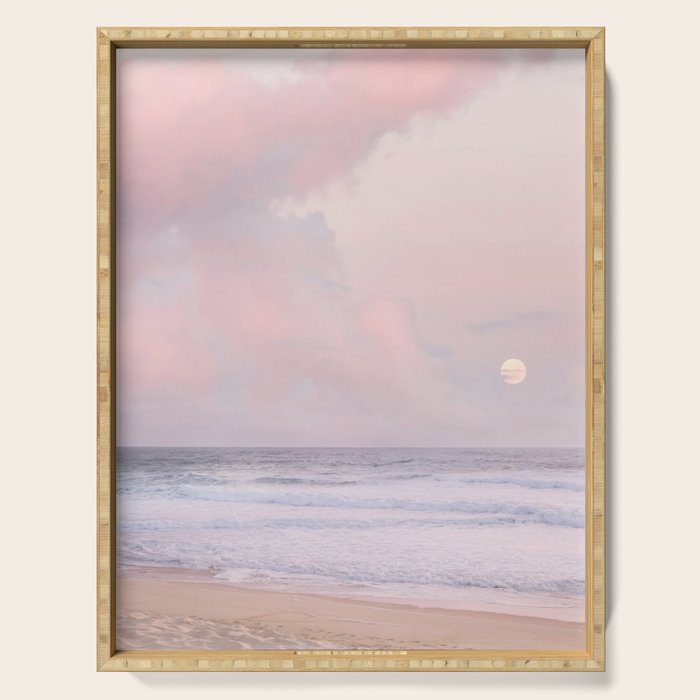 Huntington Beach Pink Sunset - California Ocean Landscape Photography Serving Tray Gallery Image 1