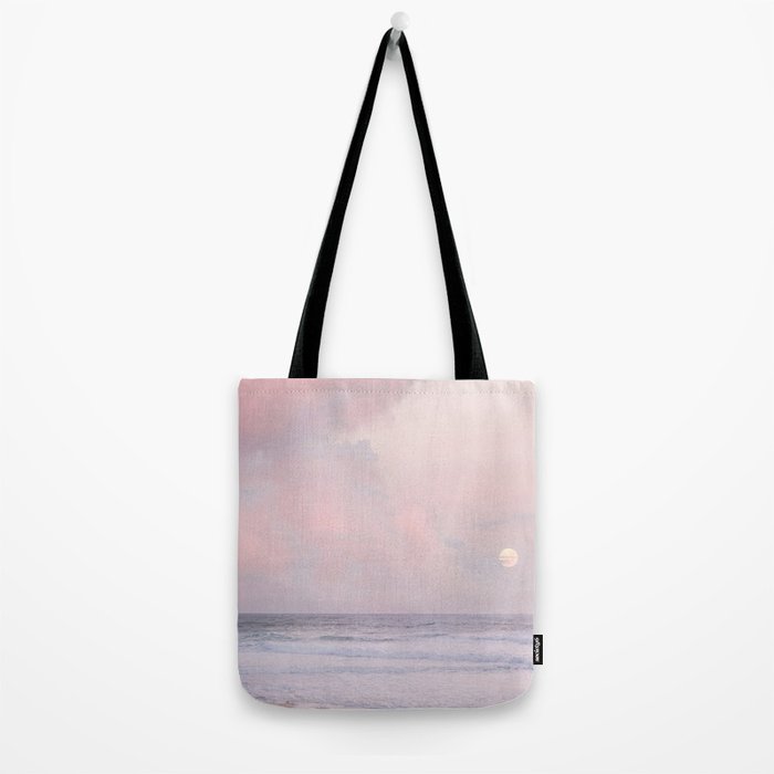 Huntington Beach Pink Sunset - California Ocean Landscape Photography Tote Bag Gallery Image 2