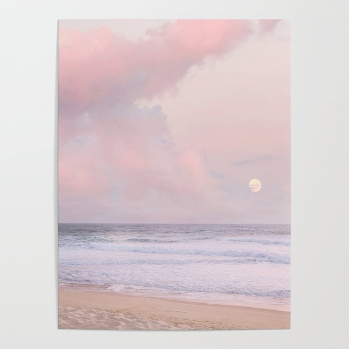 Huntington Beach Pink Sunset - California Ocean Landscape Photography Poster Gallery Image 1