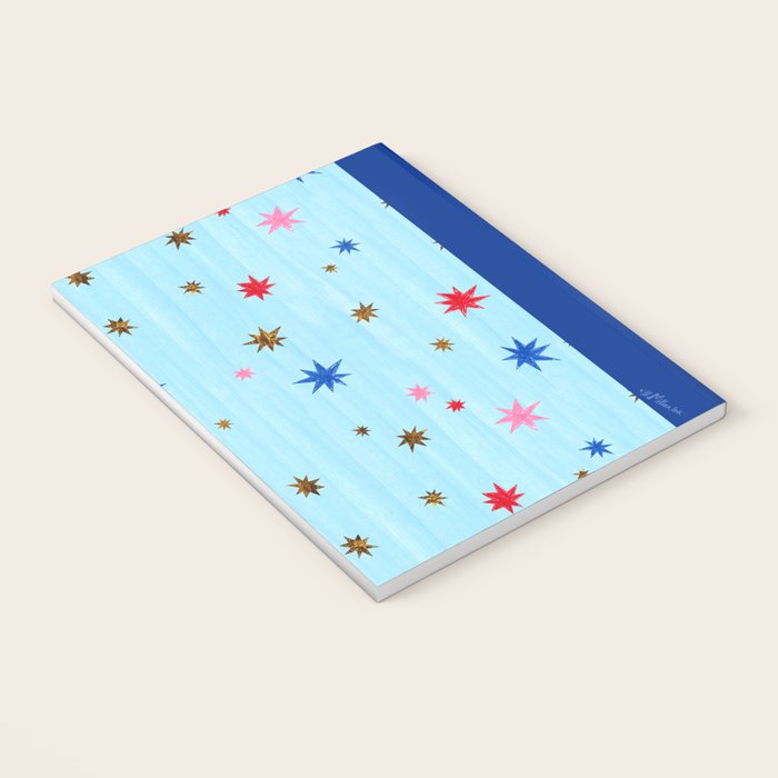 Celestial Star Twinkle in Sky Blue Watercolor Notebook Gallery Image 3