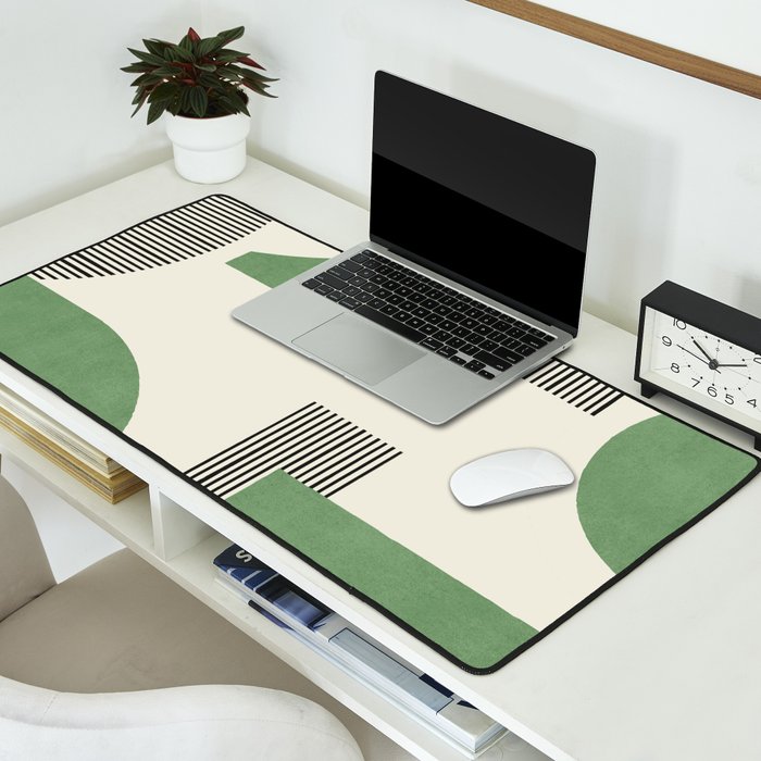 Abstract Lines Composition - Green Desk Mat Gallery Image 2