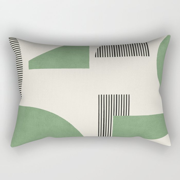 Abstract Lines Composition - Green Rectangular Pillow Gallery Image 1