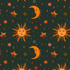 Folk Moon and Star Print in Teal Coffee Mug Gallery Image 2
