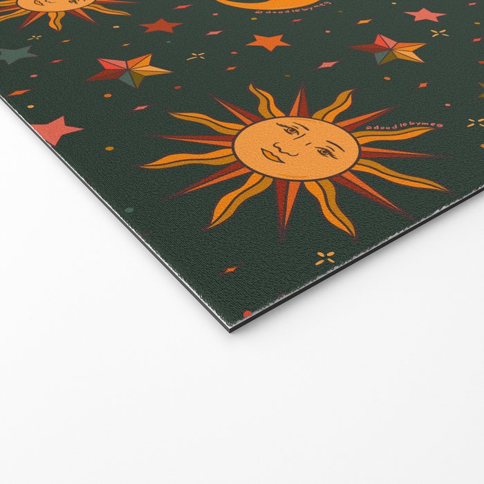 Folk Moon and Star Print in Teal Welcome Mat Gallery Image 2