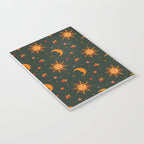 Folk Moon and Star Print in Teal Notebook Gallery Image 3
