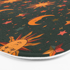 Folk Moon and Star Print in Teal Bath Mat Gallery Image 3