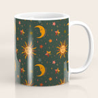 Folk Moon and Star Print in Teal Coffee Mug Gallery Image 1