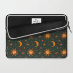 Folk Moon and Star Print in Teal Laptop Sleeve Gallery Image 2