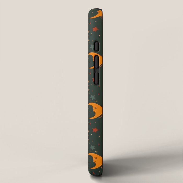 Folk Moon and Star Print in Teal iPhone Case Gallery Image 2