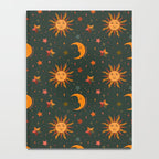Folk Moon and Star Print in Teal Notebook Gallery Image 4