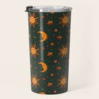 Folk Moon and Star Print in Teal Travel Mug Gallery Image 3