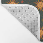 Folk Moon and Star Print in Teal Bath Mat Gallery Image 2