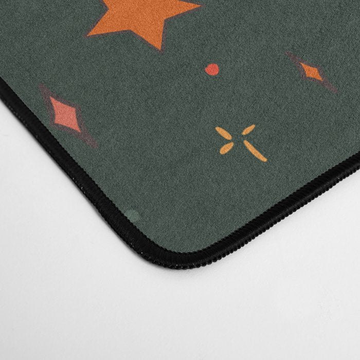 Folk Moon and Star Print in Teal Desk Mat Gallery Image 4