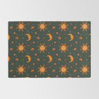 Folk Moon and Star Print in Teal Rug Gallery Image 2