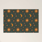 Folk Moon and Star Print in Teal Welcome Mat Gallery Image 1