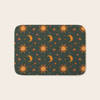 Folk Moon and Star Print in Teal Bath Mat Gallery Image 1