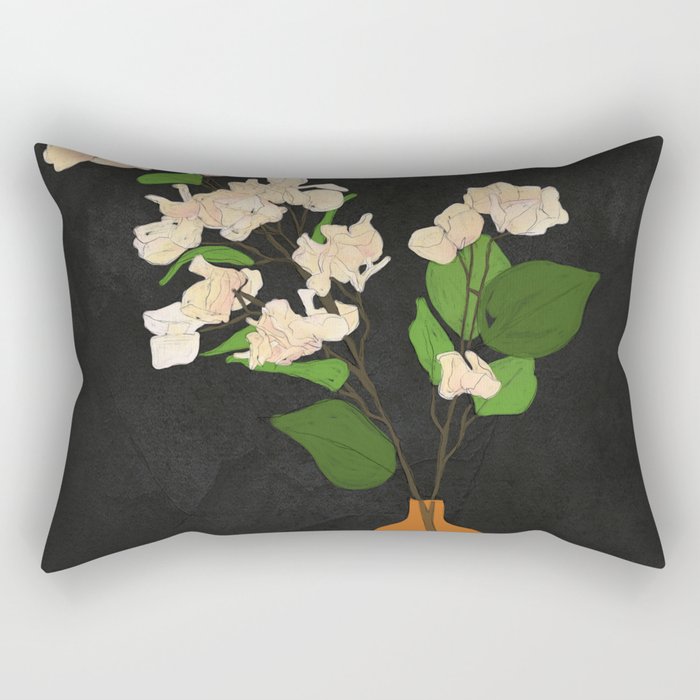 Branches Blooming Black Rectangular Pillow Gallery Image 2