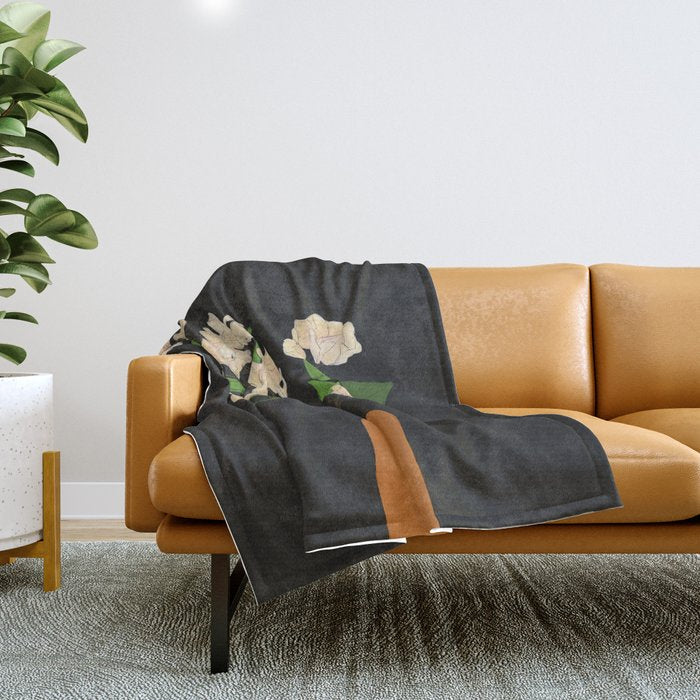 Branches Blooming Black Throw Blanket Gallery Image 1