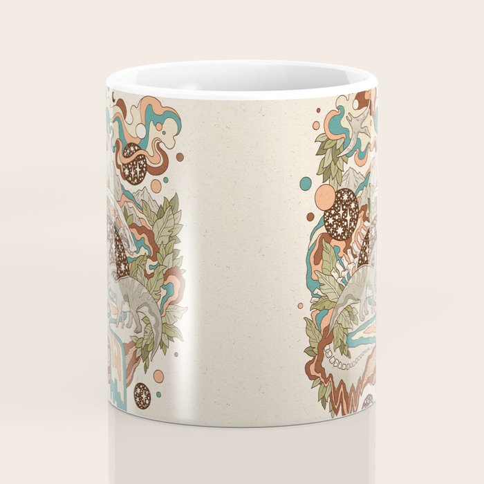 Lost Portal: Parasaurolophus | Retro Rainbow Palette | Dinosaur Science Fiction Art Coffee Mug Gallery Image 4