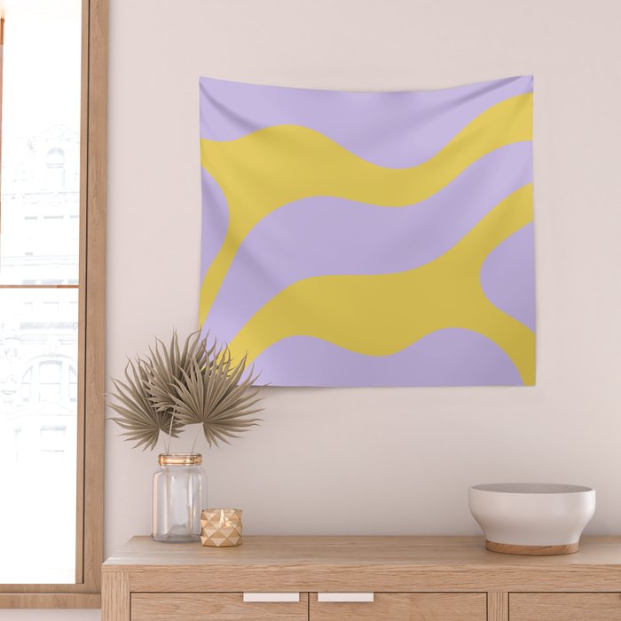 Wavy Land - Lime & Lilac Wall Tapestry Gallery Image 2