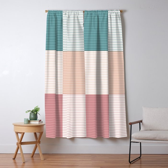 Color Block Line Pattern XIII Window Curtain Gallery Image 1
