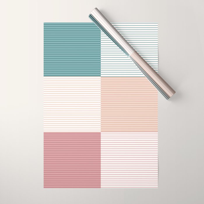 Color Block Line Pattern XIII Wrapping Paper Gallery Image 1