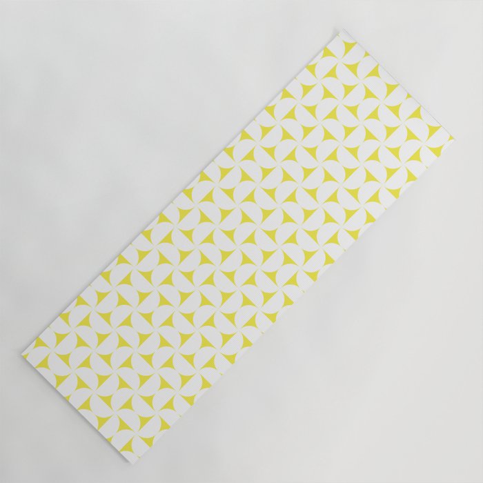 Patterned Geometric Shapes CLVII White and Bright Yellow Yoga Mat Gallery Image 1