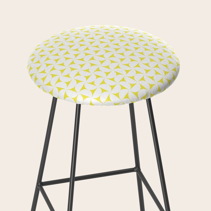 Patterned Geometric Shapes CLVII White and Bright Yellow Stool Gallery Image 2