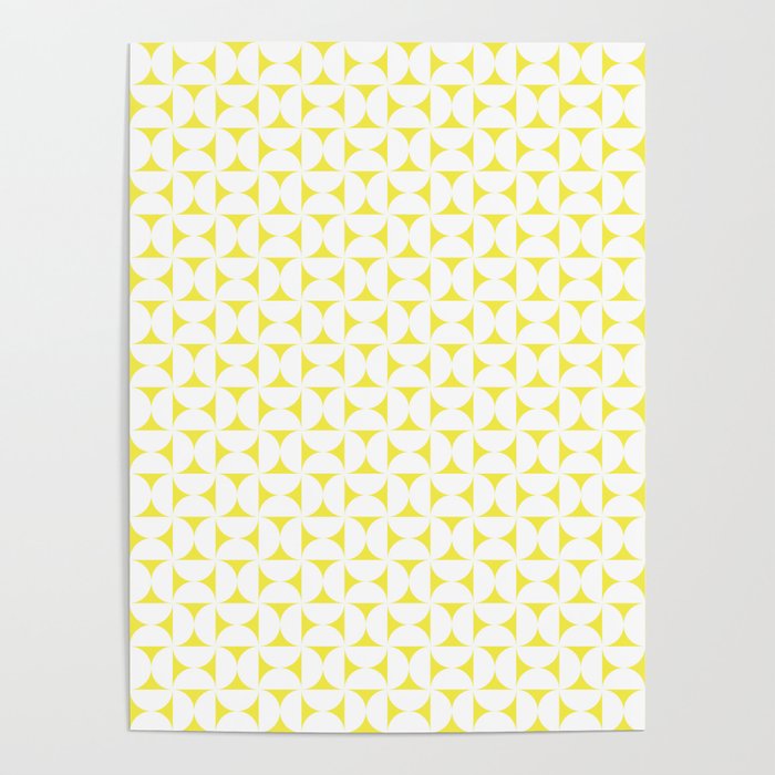 Patterned Geometric Shapes CLVII White and Bright Yellow Poster Gallery Image 4