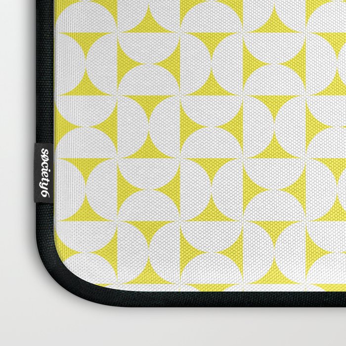 Patterned Geometric Shapes CLVII White and Bright Yellow Laptop Sleeve Gallery Image 3