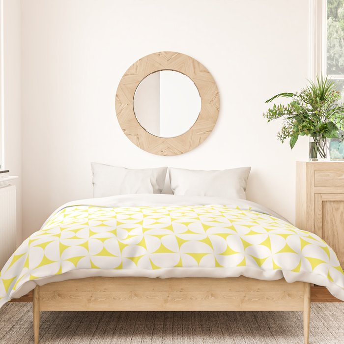 Patterned Geometric Shapes CLVII White and Bright Yellow Duvet Cover Gallery Image 3