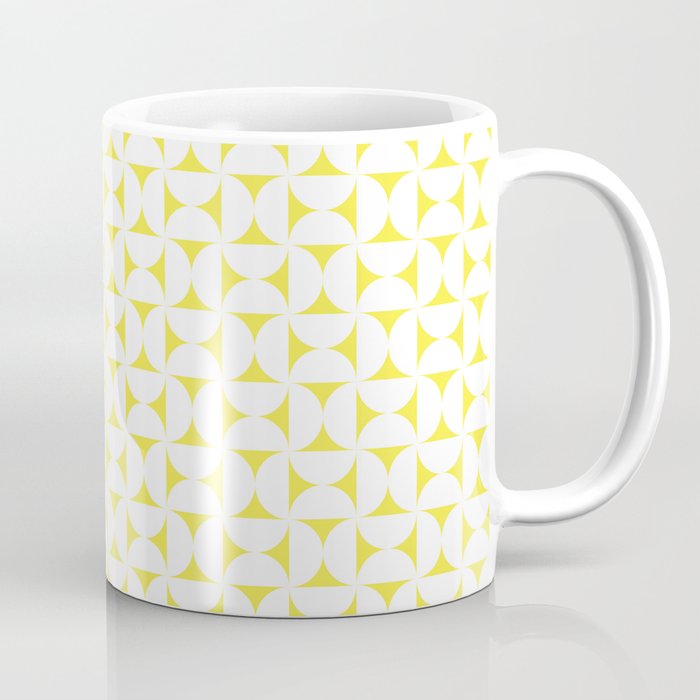 Patterned Geometric Shapes CLVII White and Bright Yellow Coffee Mug Gallery Image 1