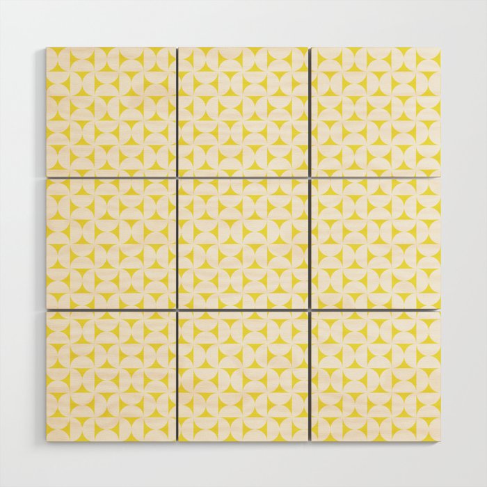 Patterned Geometric Shapes CLVII White and Bright Yellow Wood Wall Art Gallery Image 1