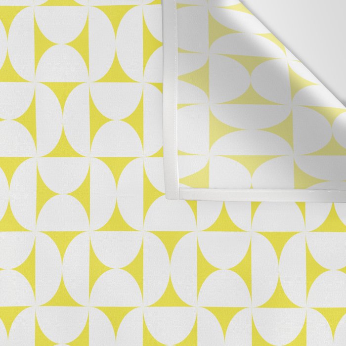 Patterned Geometric Shapes CLVII White and Bright Yellow Wall Tapestry Gallery Image 3