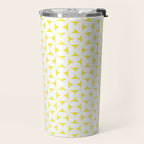 Patterned Geometric Shapes CLVII White and Bright Yellow Travel Mug Gallery Image 2