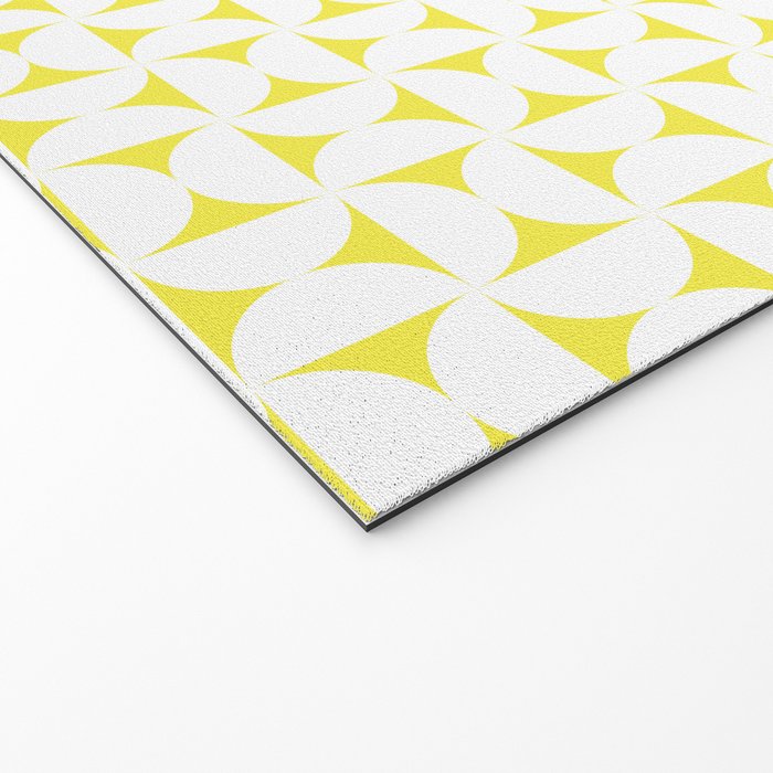 Patterned Geometric Shapes CLVII White and Bright Yellow Welcome Mat Gallery Image 2