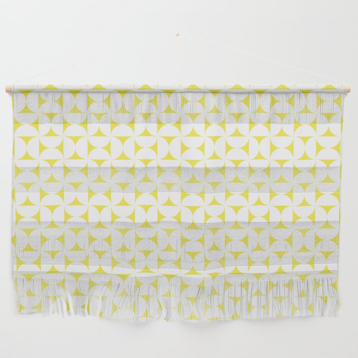 Patterned Geometric Shapes CLVII White and Bright Yellow Wall Hanging Gallery Image 1