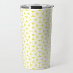 Patterned Geometric Shapes CLVII White and Bright Yellow Travel Mug Gallery Image 1