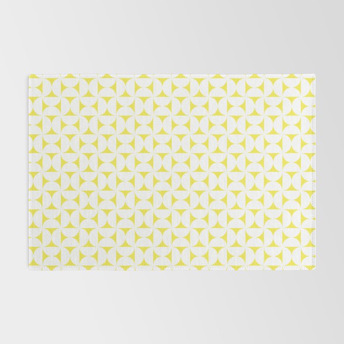 Patterned Geometric Shapes CLVII White and Bright Yellow Rug Gallery Image 2